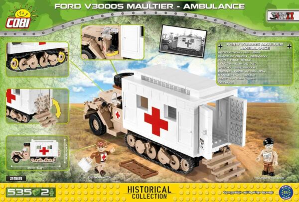 A collection of Ford V3000S Maultier Ambulance #2518 blocks featuring a medical vehicle.