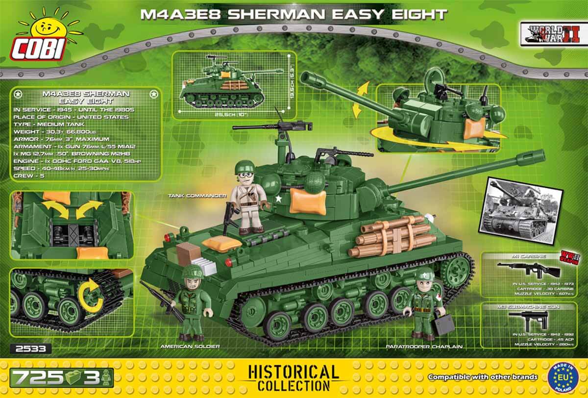 Cobi 2705 M4A3E8 Sherman Panzer World War II Historical Collection 