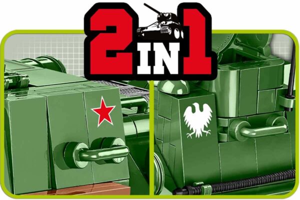 Two pictures showcasing a SU 100 #2541 vehicle featuring a red star emblem.