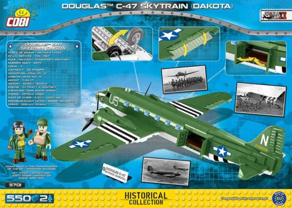 COBI  5701 Douglas C-47 Skytrain Dakota  blocks WWII Small Army US plane 