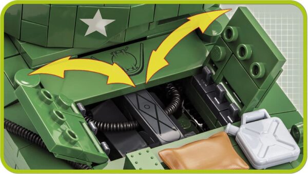 A green Sherman M4A3E2 "Jumbo" #2550 tank.