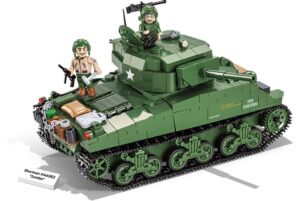 A Sherman M4A3E2 "Jumbo" #2550 tank with soldiers.