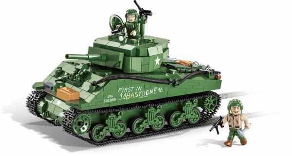 A green Sherman M4A3E2 "Jumbo" #2550 tank.