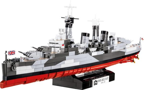 The model of HMS Belfast Cruiser #4844 is on display.