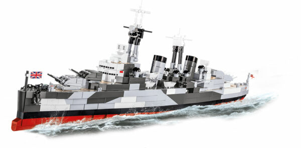 A white background showcases the model of the HMS Belfast Cruiser #4844.