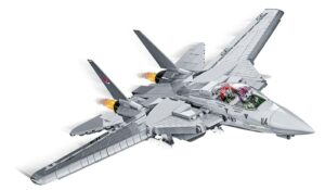A model of the Top Gun F-14 Tomcat #5811-A fighter jet flying on a white background.
