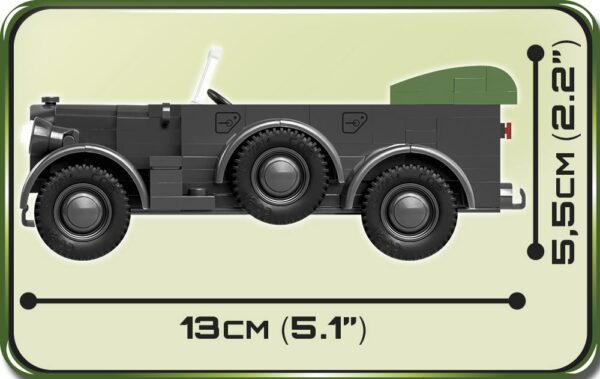 A vintage military vehicle toy, the 1937 Horch 901 (KFZ.15) #2405, captured in an image.