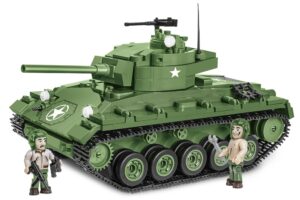 A green M24 Chaffee #2543 tank with two people.