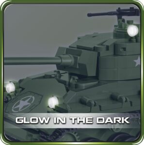A green M24 Chaffee #2543 tank with glow in the dark features.