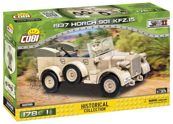 A box containing a 1937 Horch 901 (KFZ 15) in sand color, identified by #2256.