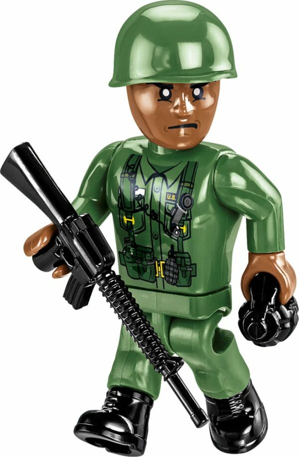 A military vehicle, the M41A3 Walker Bulldog #2239, suited up in a green uniform and armed with a gun.