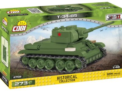 A LEGO box featuring a T-34-85 #2702 tank in 1:48 scale.