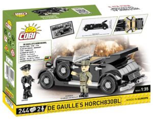 A collection of De Gaulee's classic 1936 Horch 830 BL #2261 bricks with a police car.