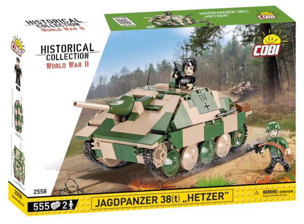 A box with the LEGO set of the JAGDPANZER 38 (HETZER) #2558 Japanese tank.