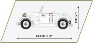 A vintage 1934 Citroen Traction 7C #2264 is showcased alongside its measurements.