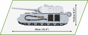 Image of a PANZER VIII MAUS 1605 KL #2559 with measurements.