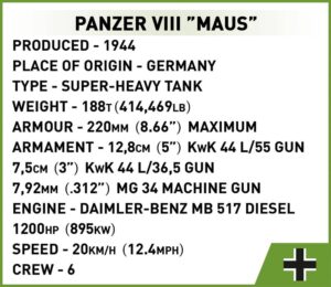 PANZER VIII MAUS 1605 KL #2559 - German superheavy tank.