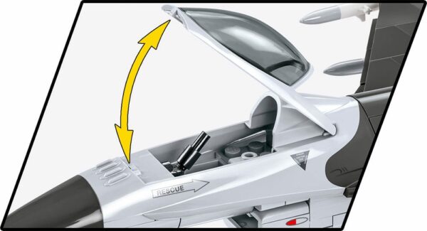 A picture of the cockpit of an F-16C Fighting Falcon aircraft.