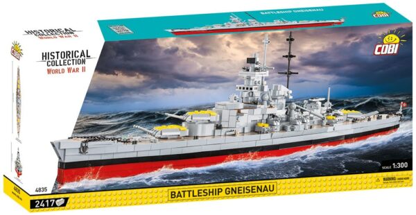 A box containing the Lego set featuring Battleship Gneisenau #4835.