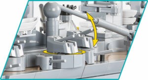 A model of the Battleship Gneisenau #4835 adorned with arrows.