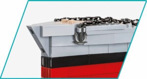 A model Battleship Gneisenau #4835 with a chain attached.