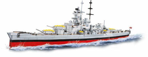 A Lego model of the Battleship Gneisenau #4835 on display.