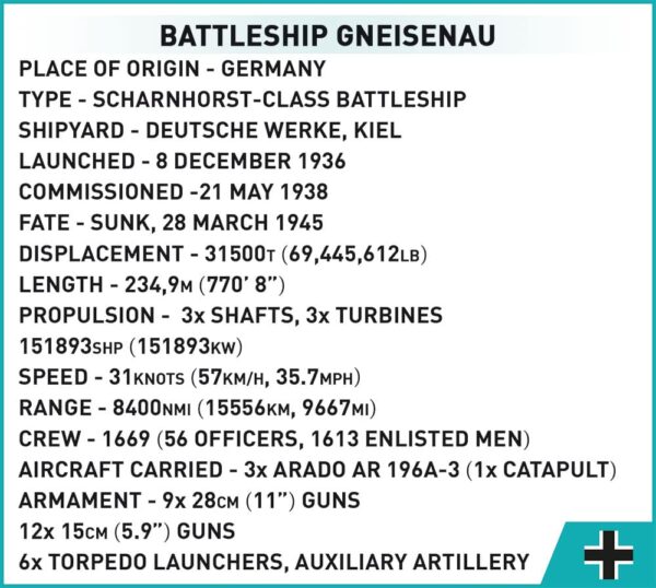 A battleship with the identification number "Gneisenau #4835".