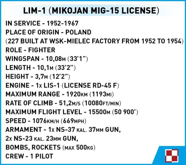 LIM -1 Polish Air Force 1952 #5822 airplane.