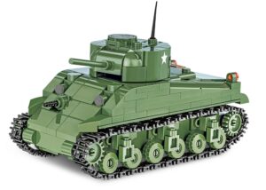Sherman tank on white background.