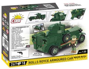 A box containing a toy set featuring a Rolls Royce Armored Car at a scale of 1:35.