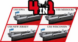 Four different pictures of the Iowa-Class Battleship 4in1 Executive Edition #4836.