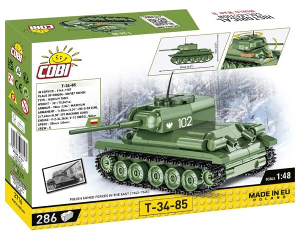 Cubi green tank set featuring T-34-85 #2716 in 1:48 scale.