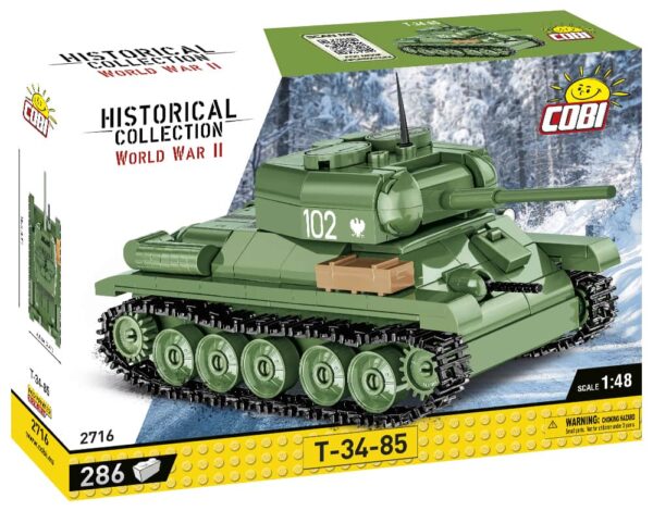 A box with a T-34-85 tank in 1:48 scale.