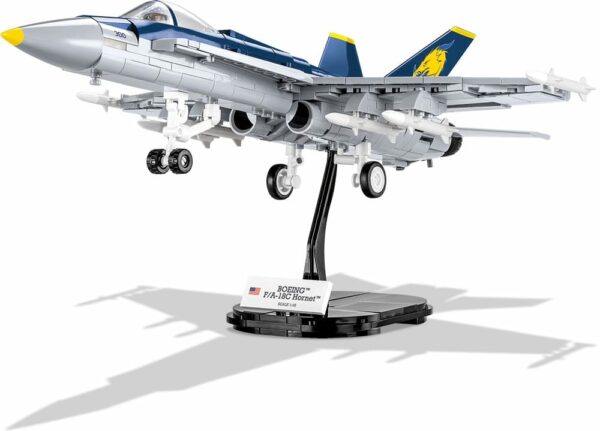 A stand-mounted model of the F/A-18C Hornet #5810 jet.