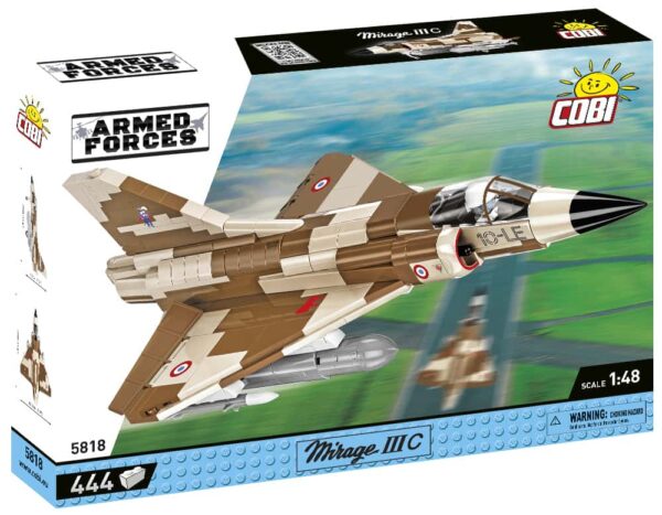 A Mirage IIIC #5818 fighter jet model inside a box.