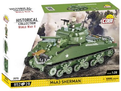A box containing a M4A3 Sherman #2570 tank.