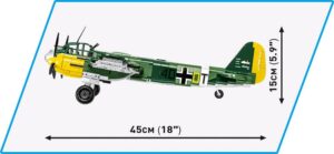 A LEGO model of a Junkers Ju 88 fighter plane.