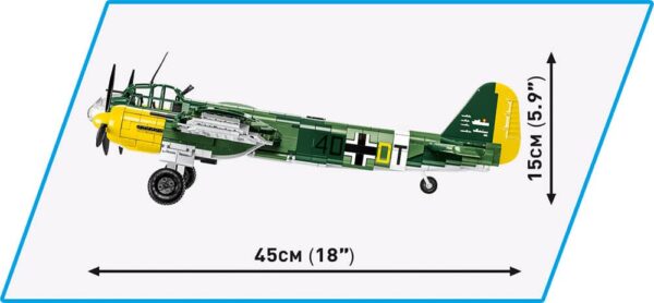 A LEGO model of a Junkers Ju 88 fighter plane.