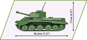 A green tank with measurements, the Cromwell MK. IV "Hella" #2269.