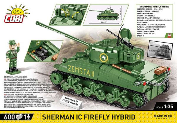 Lego hybrid vehicle based on the Sherman IC Firefly, model number 2276.