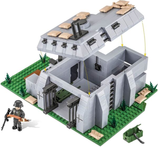A German fighting position, designated as C.O.H.3 #3043, featuring a building and a gun.
