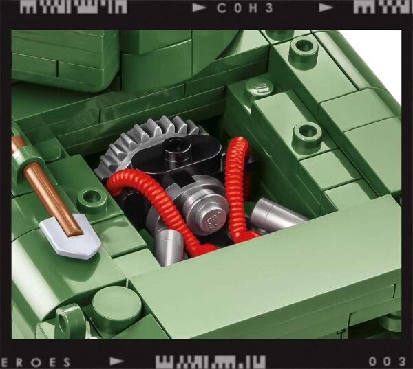 A green C.O.H.3 Sherman M4A1 #3044 tank equipped with a hose.