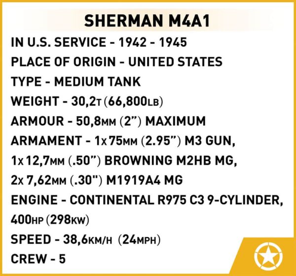 C.O.H.3 Sherman M4A1 #3044 - a rare variant of the M4A1 tank.