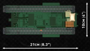An image of the C.O.H.3 Churchill Mk. III #3046 with measurements.