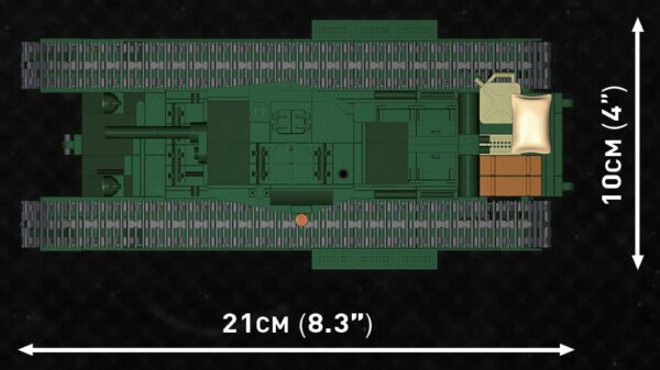 An image of the C.O.H.3 Churchill Mk. III #3046 with measurements.