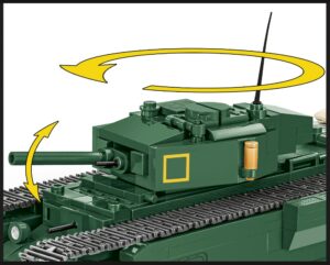 A green tank with a yellow arrow pointing to the C.O.H.3 Churchill Mk. III #3046.