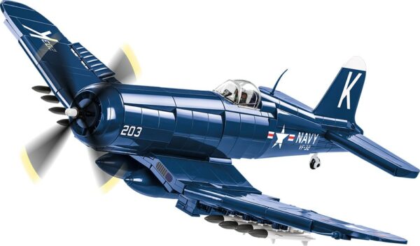A Vought F4-U-4 Corsair #2417 fighter plane model in flight on a white background.