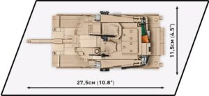 An image of an M1A2 ABRAMS tank with measurements, specifically #2622.