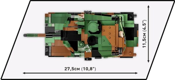 A diagram displaying the dimensions of the M1A2 Abrams SEPv3 #2623 (Polish Army) tank.