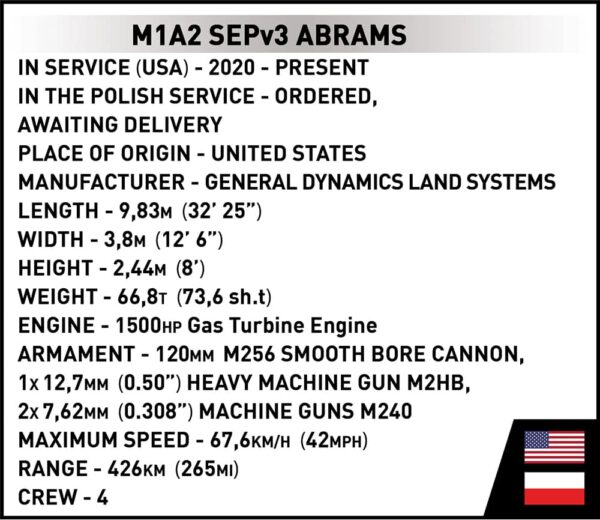 Polish Army's M1A2 Abrams SEPv3 #2623 tank variant.